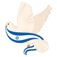 uccello di pace con bandiera di Israele vettore