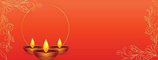 shubh Diwali auguri bandiera con Immagine o testo spazio e diya vettore