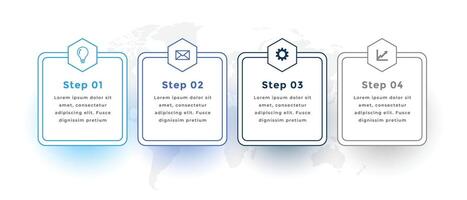 quattro passaggi linea stile attività commerciale Infografica modello vettore