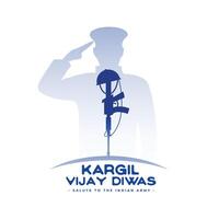 kargil vijay diwas patriottico sfondo con salutando soldato silhouette vettore