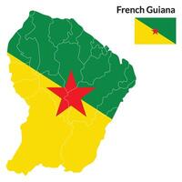 carta geografica di francese Guiana con nazionale bandiera di francese Guiana vettore