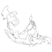 sud-est Asia nazione carta geografica. carta geografica di sud-est Asia nel bianca colore. vettore