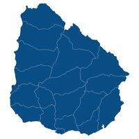 Uruguay carta geografica. carta geografica di Uruguay nel amministrativo province nel blu colore vettore