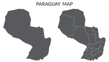 paraguay carta geografica. carta geografica di paraguay nel grigio impostato vettore