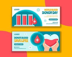 sangue donatore giorno orizzontale bandiera piatto cartone animato mano disegnato modelli sfondo illustrazione vettore