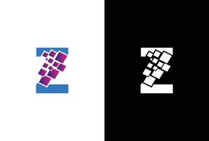 iniziale lettera z digitale pixel logo design modello elemento. lettera z pixel logo, triangolo, blu colore, tecnologia e digitale logotipo. vettore