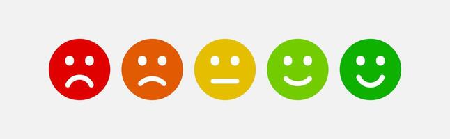 emotivo umore scala emoji. cliente soddisfazione indicatore emoticon isolato vettore. vettore