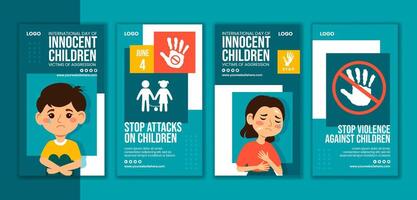 innocente bambini vittime di aggressione sociale media storie modelli sfondo illustrazione vettore