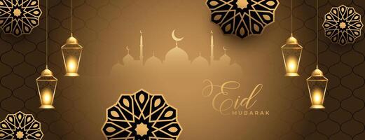 bellissimo eid mubarak decorativo realistico bandiera vettore illustrazione