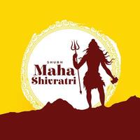 bellissimo maha shivratri festivo sfondo con signore shiva silhouette vettore