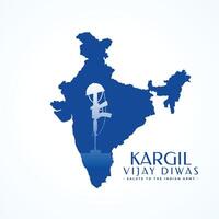 kargil vijay diwas successo sfondo con indiano carta geografica silhouette vettore