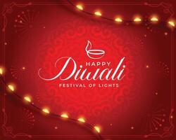 simpatico contento Diwali saluto sfondo con luci festone design vettore