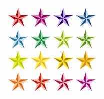impostato di colorato stelle su bianca sfondo. multicolore a cinque punte stelle collezione. vettore