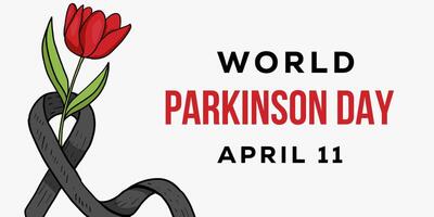 mano disegnato mondo morbo di Parkinson giorno orizzontale bandiera illustrazione vettore