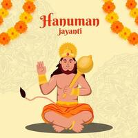 vettore design hanuman jayanti illustrazione nel piatto stile