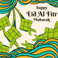 mano disegnato contento eid al Fitr mubarak illustrazione design vettore