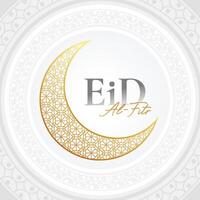 elegante eid ul Fitr celebrazione carta con d'oro mezzaluna design vettore