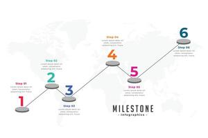 attività commerciale Infografica pietra miliare carta geografica disposizione con 6 facile passaggi Piano vettore