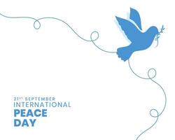 21 settembre mondo pace giorno manifesto con colomba uccello nel papercut stile vettore
