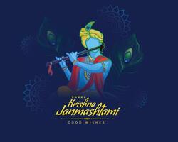 bellissimo krishna Janmashtami Festival carta design vettore