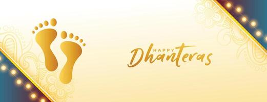 contento dhanteras evento bandiera con dea charan e raggiante leggero vettore