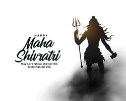 elegante contento maha shivratri auguri carta con signore shiva silhouette vettore