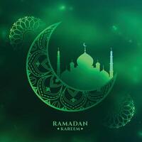 brillante Ramadan kareem verde Festival saluto design vettore