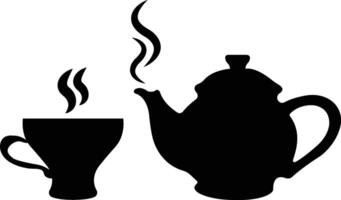 tè pentola e tazza icona nel piatto stile. isolato su tè bollitore o teiera cartello e simbolo. teiere, potabile caffè pentola. astratto design logotipo arte vettore per applicazioni sito web