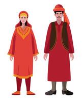 kashmir uomo e donna, coppia nel tradizionale vestito vettore