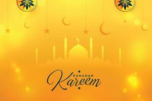 bellissimo Ramadan kareem giallo brillante religioso sfondo vettore