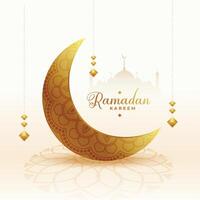 Ramadan kareem benedizione carta con d'oro sfondo vettore