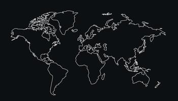 In tutto il mondo globale carta geografica schema su nero sfondo vettore