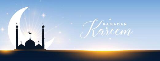 Ramadan kareem digiuno di stagione bandiera design vettore