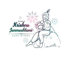 Shree krishna Janmashtami Festival saluto nel mano disegnato stile vettore