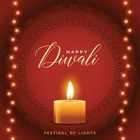 tradizionale contento Deepavali occasione sfondo con ardente candela vettore
