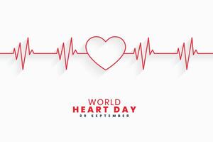 linea stile mondo cuore giorno medico manifesto con battito cardiaco design vettore