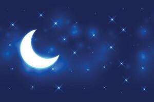raggiante Luna e stelle notte cielo sfondo vettore