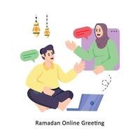 Ramadan in linea saluto piatto stile design vettore illustrazione. azione illustrazione