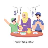 famiglia assunzione iftar piatto stile design vettore illustrazione. azione illustrazione