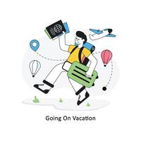 andando su vacanza piatto stile design vettore illustrazione. azione illustrazione