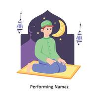 l'esecuzione namaz piatto stile design vettore illustrazione. azione illustrazione