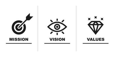 missione. visione. valori vettore. ragnatela icona impostato design per multiplo uso vettore
