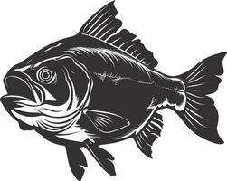 ai generato silhouette piranha pesce animale nero colore solo pieno corpo vettore