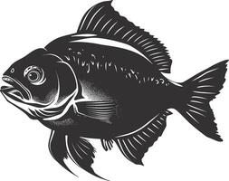 ai generato silhouette piranha pesce animale nero colore solo pieno corpo vettore