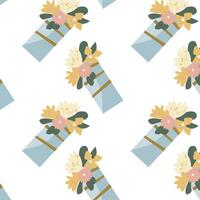 blu vaso con fiori modello - decorativo floreale sfondo. vettore illustrazione può Usato per involucro carta, tessile, tessuto disegno, Stampa per Abiti, manifesti.