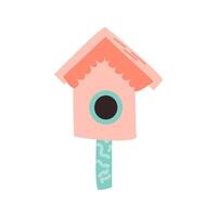 primavera birdhouse di legna - mano disegnato vettore illustrazione colorato. vettore illustrazione può Usato per saluto carta, modello per striscione, cartolina.