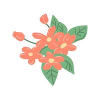 mano disegnato primavera fiore con le foglie - rosso vettore illustrazione. può Usato per decorazione striscione, saluto carta, invito arredamento.