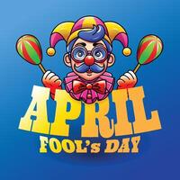 aprile sciocco giorno, clown carattere, colorato vettore illustrazione, piatto design bandiera