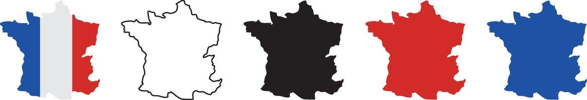 Francia carta geografica icona impostare, Francia carta geografica isolato vettore