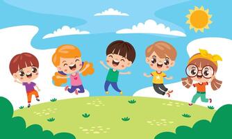 gruppo di contento cartone animato bambini vettore